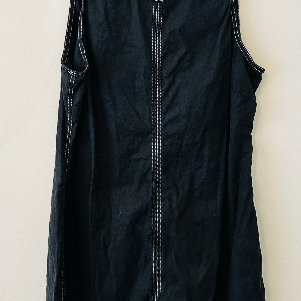 Midnight blue Sleeveless Dress with White Stitching